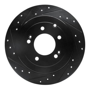 Hyundai Tucson Brake Rotor (1) - Rear Left - R1 Concepts - Drilled & Slotted - Black - `16-`22